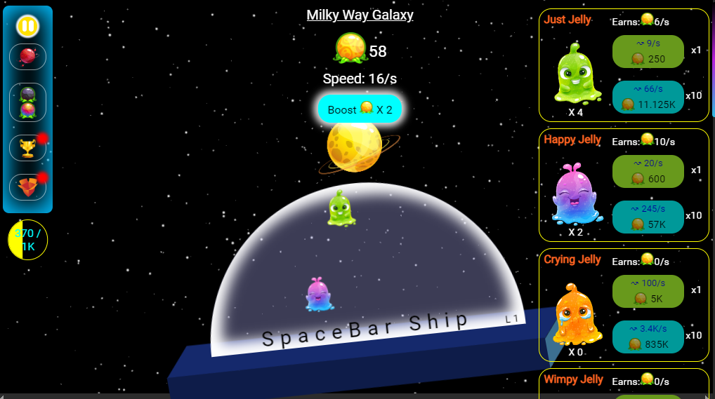 スペースバークリッカー ゲーム画面3